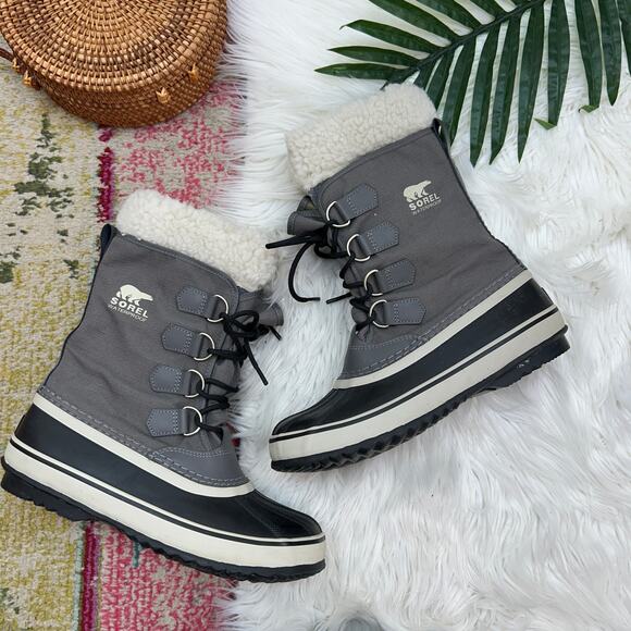 Sorel Shoes - Sorel Gray Insulated Winter Carnival Waterproof Boot in Quarry/Black Womens 9